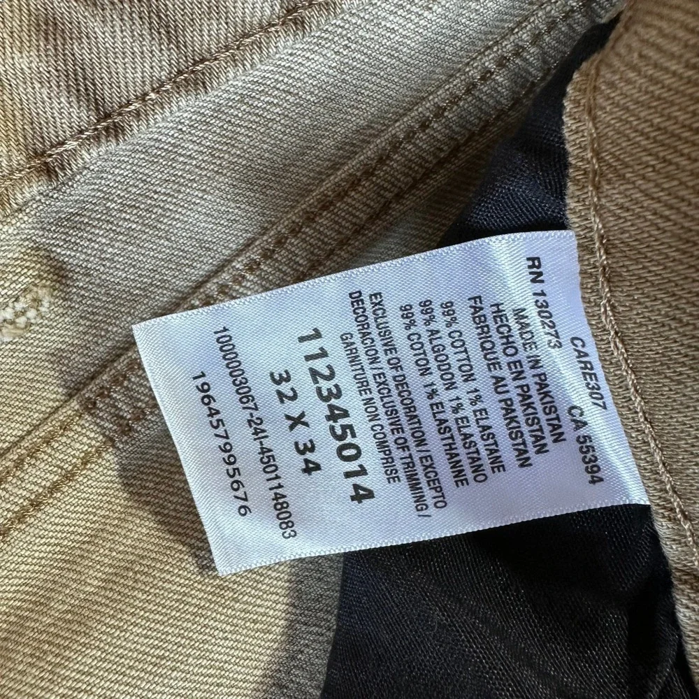 Wrangler Retro Slim Straight Leg Jeans Mens 32x34 Tan Brown
